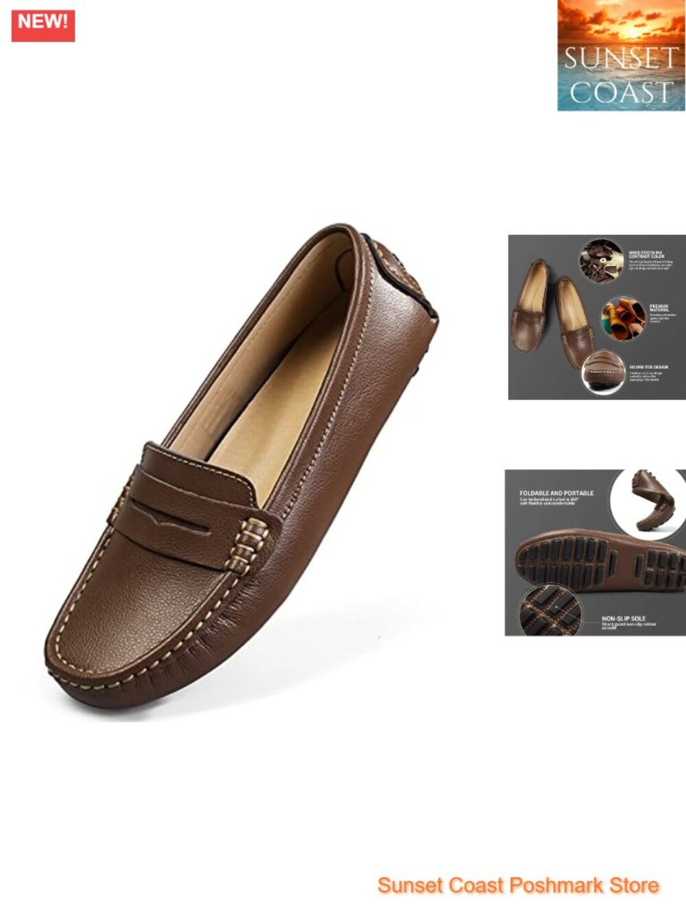 Women's Classic Comfort Leather Penny Loafers Casual Slip-Ons Lightweight